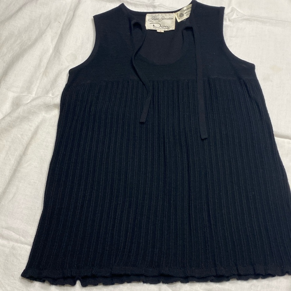 fun VINTAGE Jane Justin for Don Sophisticates BLACKK TOP sleeveless 6 sm WOOL ec
